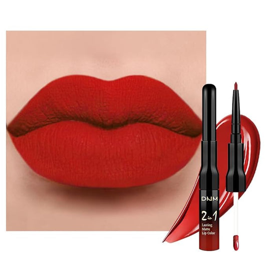 evpct 1Pcs Bright Fire Ruby Red Matte Lip Liner and Liquid Lipstick Stain Makeup Set for women, Red Long Lasting Smudge Proof Lipstick labiales matte mate larga duracion listip 24 hours originales,14#