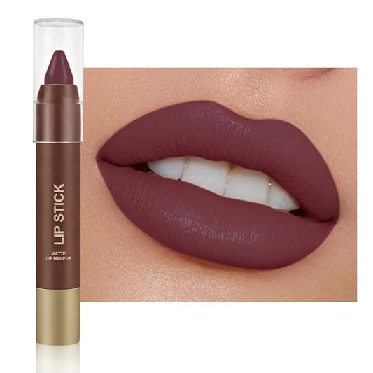 Matte Lipstick Crayon for Women, Dark Purple 24 Hour Lipstick Lip Liner Pencil, Neutral Lip Stick Lipliner Long Lasting Waterproof Smudge Proof, Vegan & Cruelty-Free, 05