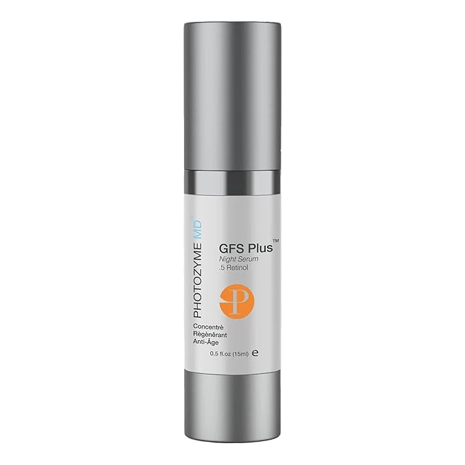 Photozyme GFS Plus Night Serum with 0.5% Retinol – Anti-Aging Peptide Complex – Reduces Wrinkles, Dark Spots & Sun Damage – Brightens, Firms & Evens Skin Tone – 0.5 fl oz