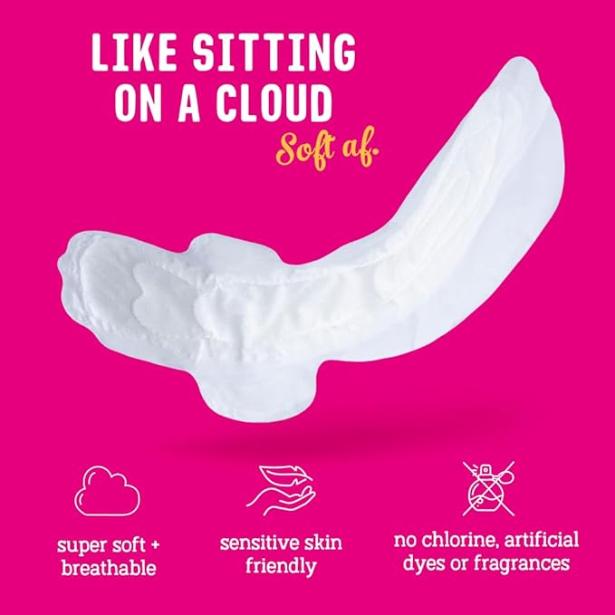 Flo Bamboo Extra Long Period Pads with Wings (10 Pads) - Ultra Absorbent, High Protection