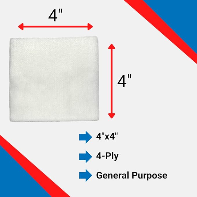 Essentials Non-Sterile Gauze Sponges - 200 Count (Pack of 2), 4-Ply, 4'' x 4'' Pads, Non-Woven - Wound Care Product for First Aid Kit/Medical Facilities