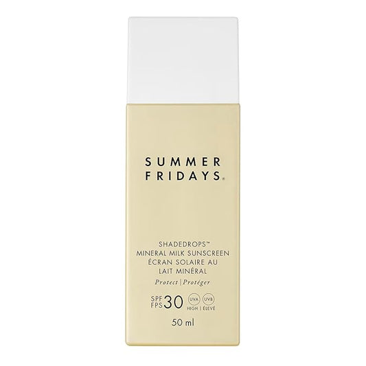 Summer Fridays ShadeDrops Broad Spectrum SPF 30 Mineral Milk Face Sunscreen with Zinc Oxide - Lightweight, Moisturizing Formula with a Soft, Natural Finish (1.7 Fl Oz)