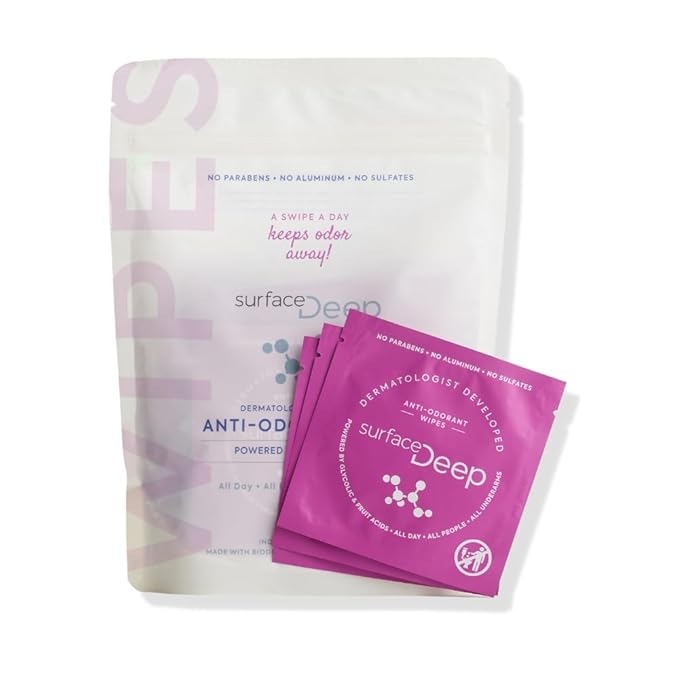 Deodorant Wipes, Dermatologist Developed & Patented, Anti-Odorant Body Wipes, Natural Formula, Travel Friendly Deodorant, Perfect for Travel Women/Men, Individually Wrapped, 30PK