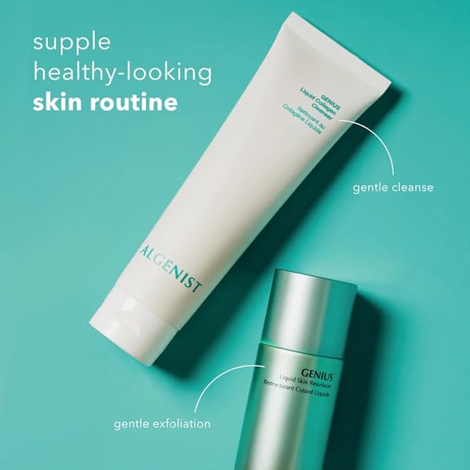 Algenist GENIUS Liquid Collagen Foaming Facial Cleanser - Hydrating Face Wash & Makeup Remover with Alguronic Acid and Microalgae Oil to Nourish & Restore Skin's Radiance (Mini 2 Pack)