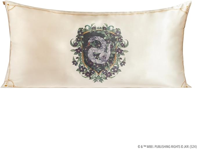 Kitsch x Harry Potter Slytherin Satin Pillowcase with Zipper for Hair & Skin – Double-Sided, Softer Than Silk, Wrinkle-Free, Machine Washable, Frizz Control, Breakout Prevention - King Size (19x36)