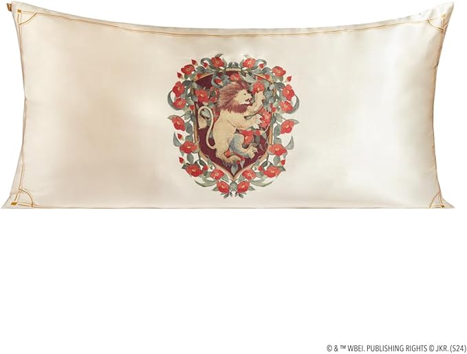 Kitsch x Harry Potter Gryffindor Satin Pillowcase with Zipper for Hair & Skin – Double-Sided, Softer Than Silk, Wrinkle-Free, Machine Washable, Frizz Control, Breakout Prevention - King Size (19x36)