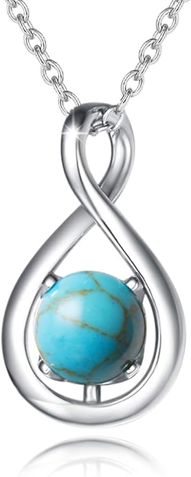 FANCIME Birthstone Necklaces for Women Fine Jewelry Sterling Silver Dainty Infinity Pendant Anniversary Birthday Christmas Gifts for Her Wife Mom Lady Daughter, Chain 16"+2" Extend