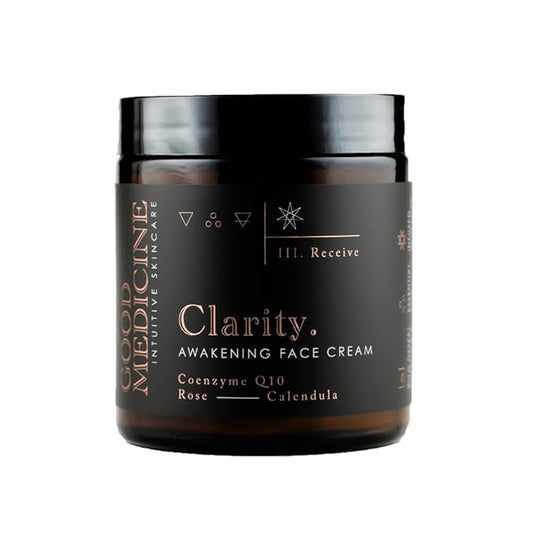 Clarity Awakening Face Cream - Natural Daily Facial Moisturizer with Coenzyme Q10 and Vitamin B3 to Reduce Fine Lines - Hydrating Coconut Oil and Aloe Vera - Skincare for Women and Men (4 oz)