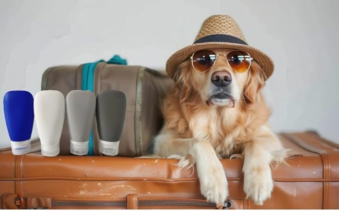 Travel Bottles for Toiletries, TSA Approved 3oz Leak Proof Silicone Refillable Squeeze Travel Size Containers BPA Free for Cleansers, Lotions, Shampoo, Conditioner 4pk With Bag(W,G,Blk,Bl)