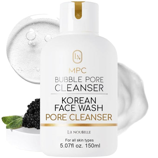 MPC Bubble Pore Cleanser, Korean Face Wash, Gentle Deep Pore Facial Cleanser with Caviar, Blackhead Makeup Remover, Pore Minimizer, Hydrating, Exfoliator, Oily, Dry Skin 5.07 fl oz