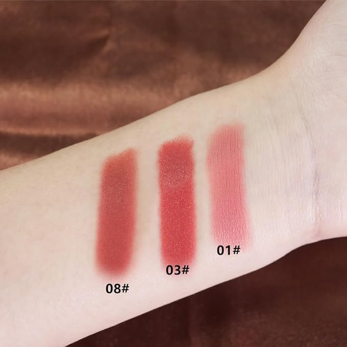 3 Pcs Matte Lipstick Crayon Pencil Set,Pink Red Brown Light to Dark Velvet Lip Stick for Women's 24 Hour Long Lasting Waterproof Lip Liner,labiales mate 24 horas originales