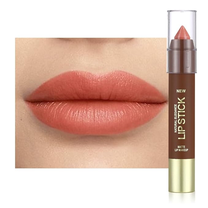 Coral Pink Matte Lipstick Crayon for Women, 24 Hour Lipstick Lip Liner Pencil Long Lasting Waterproof Smudge Proof, Vegan & Cruelty-Free, Neutral lip liner marker Easy Application Full Coverage B02#