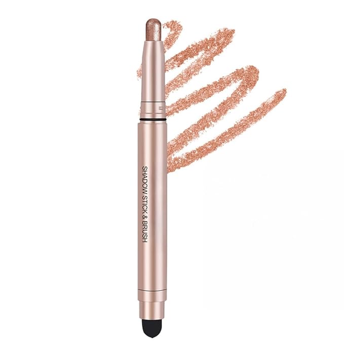 Eyeshadow Sticks Long-Lasting Cream Shimmer Finish Easy Apply with Built-in Smudger Blendable Champagne