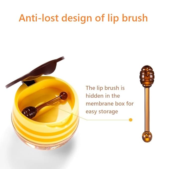 Lip Balm Honey Pot, Honey Moisturizing Lip Mask Reduces Lip Lines,Prevention Dry and Cracked Lip Scrubs Exfoliator.