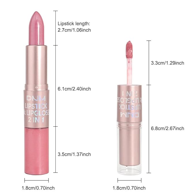 evpct 2 in 1 Light Pink Glitter Metallic Shimmer Diamond Lipstick and Lip Gloss Set for Women Long Lasting Waterproof, Bright Rose Pink Sparkle Glitter Shiny Lipstick and Lip Liner Makeup set, 01#