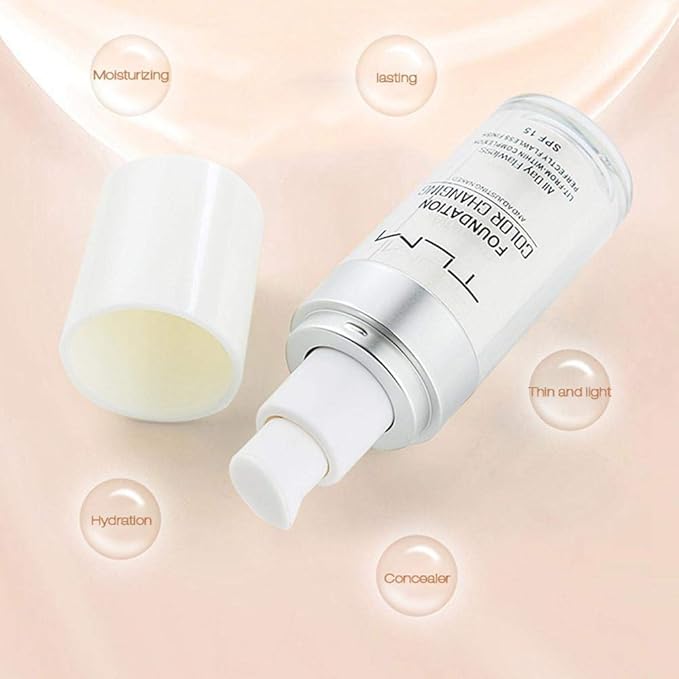 TLM Colour Changing Foundation - Flawless Coverage, Lightweight Formula, Adapts to Skin Tone, Hides Wrinkles & Lines, Hydrating & Long-Lasting, BB Cream Makeup Base Concealer Cover