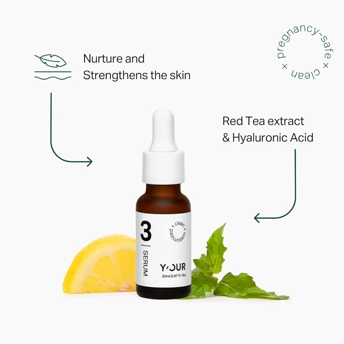 Y'OUR Non-Toxic, Pregnancy-Safe Skincare Set – 5-Step System with Cleanser, Day Cream, Serum, Night Cream & Hydration Serum – Soothing & Rejuvenating – Gentle and Non-Comedogenic Formula.