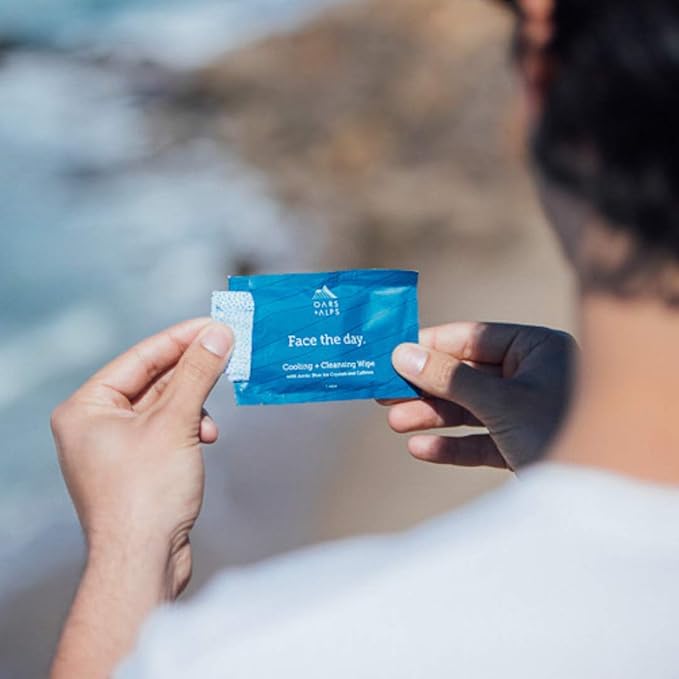 Oars + Alps Cooling Face & Body Wipes, Dual Sided Cleansing Wipes Towelettes for Post Workout, Activities,Commutes, Dermatologist Tested Skin Care with Menthol & Ginseng, Travel Friendly, 14 ct