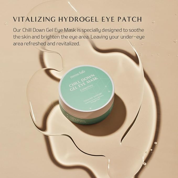 Chill Down Gel Eye Mask 60ea (30pairs) - Cooling Hydrogel Eye Patch with Catechins, Arnica Flower, Vitamins, Caffeine for Relieving Tired Eye Area, Brightening, Reducing Eye Bags, Puffy Eye