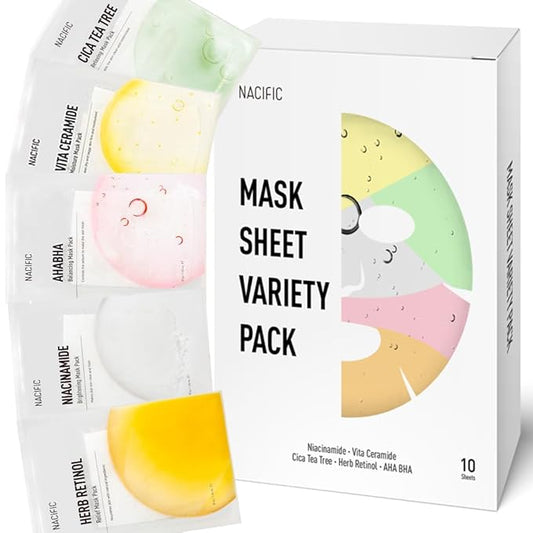 NACIFIC Face Masks Skincare Korean – Premium 10-Sheet Variety Pack for Ultimate Skin Nourishment – Hyaluronic Acid, Ceramide & Vitamin-Infused for All Skin Types