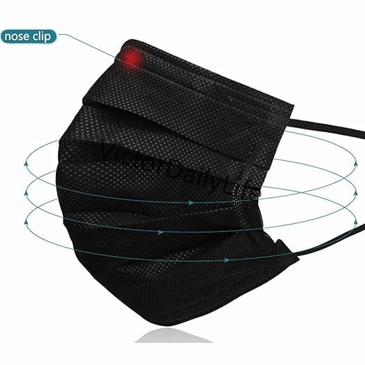NNPCBT 1000 pcs Black Disposable Masks 3 ply Breathable Face Masks for Adults