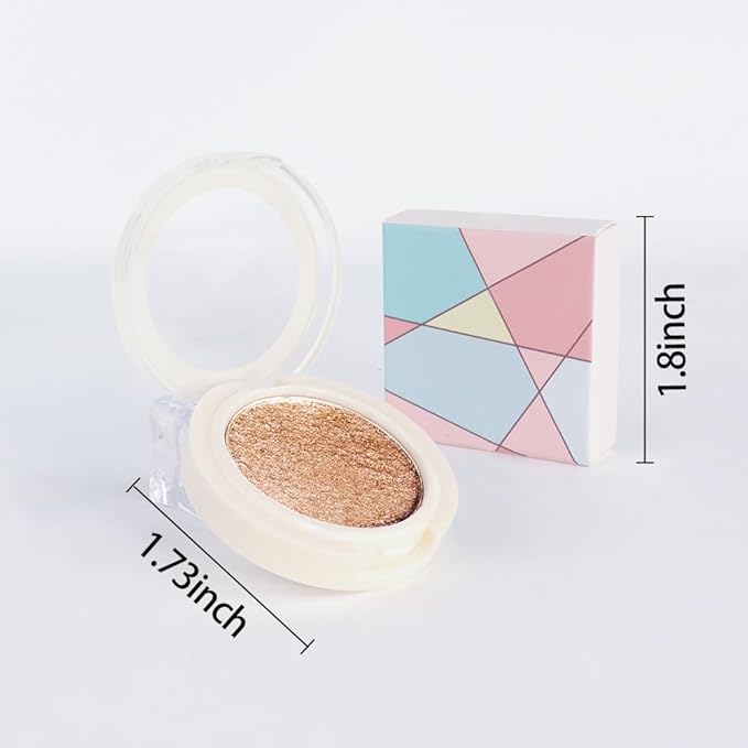 Eyeshadow Single Glitter, High-Pigment Monochrome Eye Shadow Pressed Powder, Everyday Velvety Silky Eye Makeup Looks, Professional Long-Lasting Waterproof Single Eyeshadow Palette, Champagne Gold 06