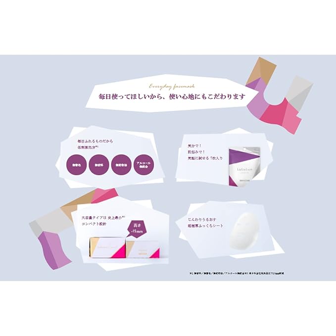 Lululun 7 EA Anti Aging Face Mask for Women & Men, Daily Face Mask Sheet for Clear& Even-Toning Skin, Moisturizing Face Masks Skincare by Iris Root, Seaweed, Protein & Squalene from Japan OVER45 CLEAR