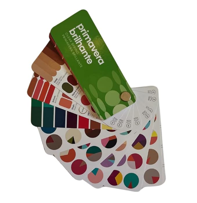 Multilingual Clear/Bright Spring Palette Color Fan by Studio Immagine, Personalized Color Guide for Cost Saving, Smart Shopping, Outfit & Wardrobe Planning; Primavera Brilhante/Invierno Brillante