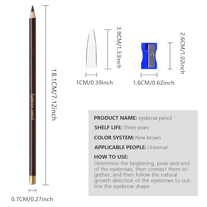 6Pcs Eyebrow Pencils for Women,Wooden Hard-Core Dark Brown Eyebrow and Eyeliner Pencil,Long Lasting Waterproof and Sweat-Proof,Beginner Makeup Brow Pencil,Create a Natural Eye Brow Makeup,Vegan