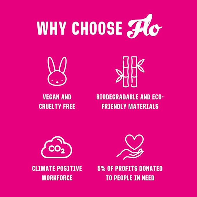 Flo Bamboo Day Period Pads with Wings (16 Pads) - Super Absorbent, Soft, Thin