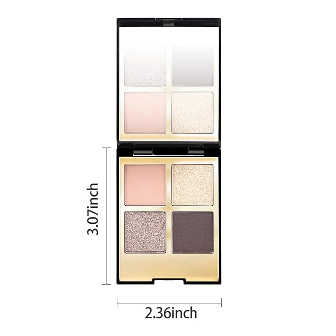 4 Colors Eyeshadow Makeup Palette,Nude Rose Gold Natural Neutral Nude Eye Shadow Palette with Mirror,Long Lasting Naturing-Looking,Waterproof,Travel Size
