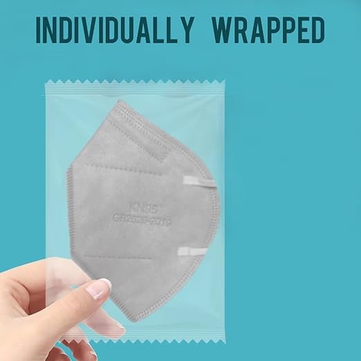 Grey KN95 Face Masks 100 Pack Breathable Disposable Face Masks