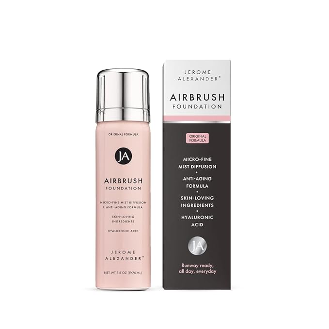 Jerome Alexander MagicMinerals AirBrush Foundation, Spray Makeup with Skincare Active Ingredients, Ultra-Light, Buildable, Full Coverage Formula (Light)
