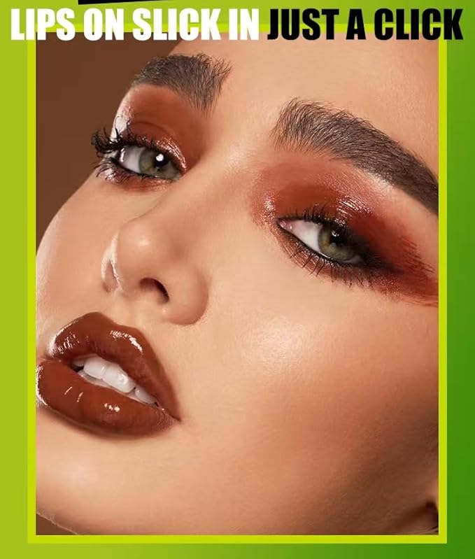 3 Colors Fat Lip Oil Click Slick,Press Lipstick Set, moisturizing and nourishing long-lasting lipstick, non-sticky high-pigment glossy lip oil, lightweight and shiny coconut oil lip plumper (Set-C)