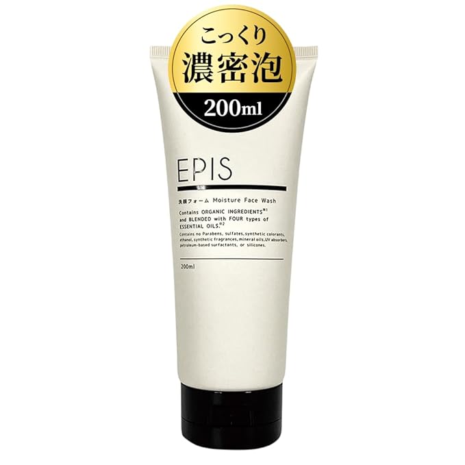 EPIS Facial Cleansing Foam, Organic 6.8 fl oz (200 ml), Large Capacity, Dark Foam, Additive-Free, Natural Citrus Scent