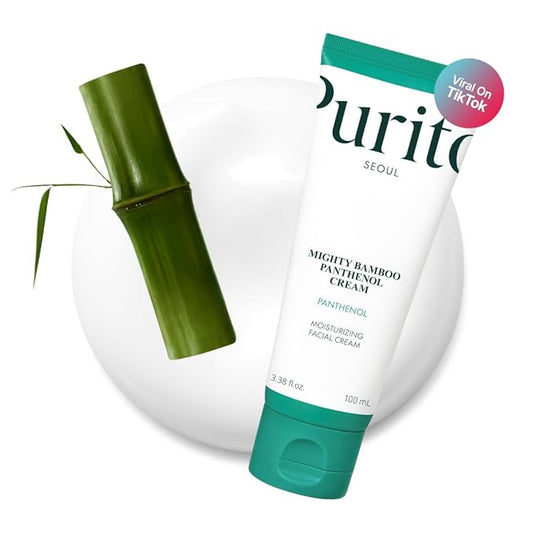 PURITO Post-Acne Moisturizer, Recovery & Glow Boost, Silicone-Free, Non-Comedogenic, Vegan, Korean Skincare, Mighty Bamboo Panthenol Cream, 3.38 fl oz / 100ml