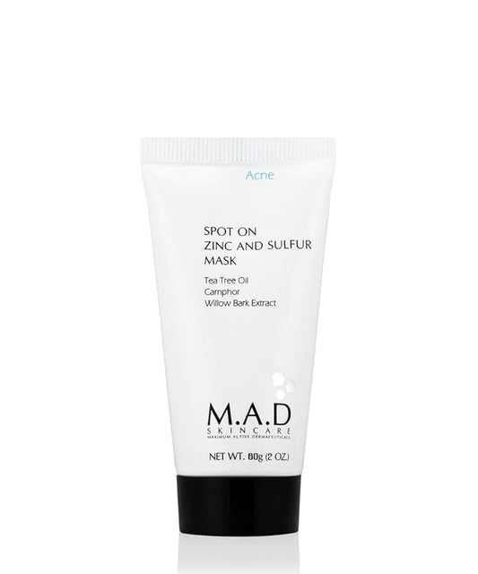 M.A.D Skincare Spot On Zinc And Sulfur Mask - For Acne Prone Skin 2 oz.
