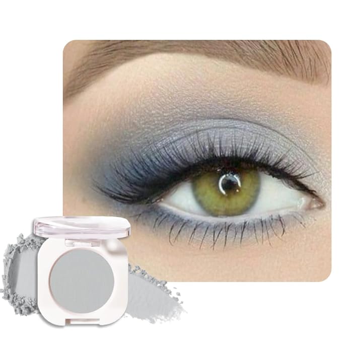 Grey Single Matte Eyeshadow Makeup, Neutral Powde Eye Shadow for Older Women, Smoky Gray Grey Dusty Blue Matte Singles Eyeshadow Palette Pigmented Waterproof,Girls Monochrome Eyeshadows Gift 28