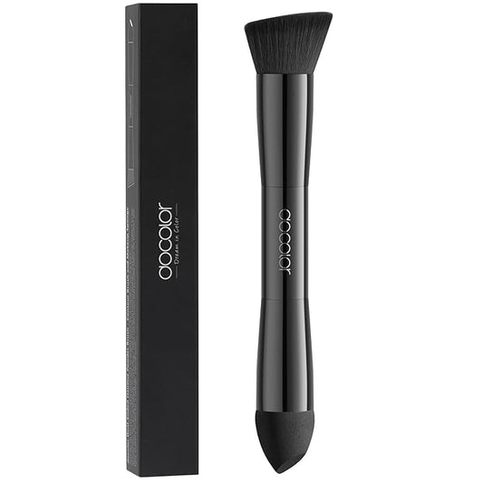 docolor Dual-Ended Hairline Powder Brush, Hair Contour Brush with Sponge Tip, Makeup Brush for Seamless Blending, for Hair Contouring, Root Touch-ups, and Beard Coverage Vegan & Cruelty-free