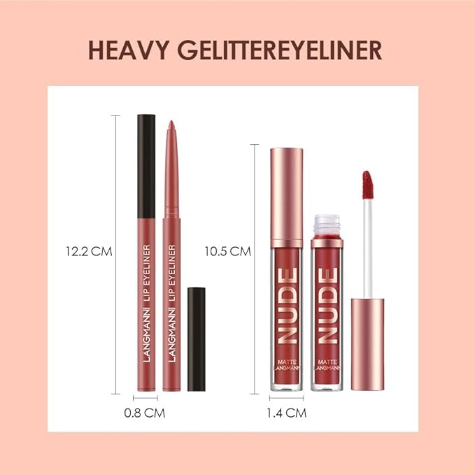 BONNIE CHOICE 12Pcs Matte Liquid Lipstick + Lip Liner Pens Set, 6 Matte Lipstick With 6 Matching Smooth Lipliner Waterproof Long Lasting 24 Hour Lip Gloss Makeup Mother's Day Gifts for Women
