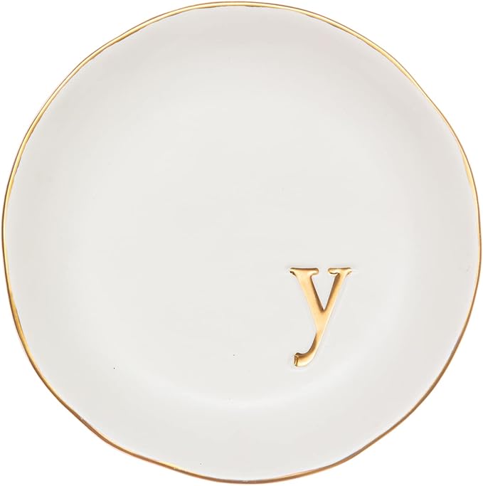 COLLECTIVE HOME - Ceramic Jewelry Tray, Decorative Trinket Dish for Rings Earrings Necklaces Bracelet Watch Keys, Birthday Mother's Day Christmas Gift for Women, 4.75", White Surface (Y)