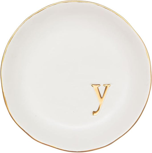 COLLECTIVE HOME - Ceramic Jewelry Tray, Decorative Trinket Dish for Rings Earrings Necklaces Bracelet Watch Keys, Birthday Mother's Day Christmas Gift for Women, 4.75", White Surface (Y)