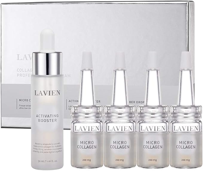 LAVIEN Collagen Professional Program - Skincare Set, Micro Collagen and Activating Booster - Ceramide, Elastin, and Hyaluronic Acid, Suitable for All Skin Types - 30 ml Booster Bottle, 4-200 mg