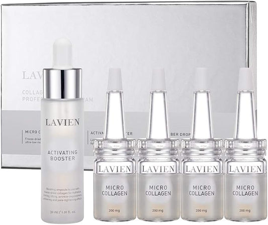 LAVIEN Collagen Professional Program - Skincare Set, Micro Collagen and Activating Booster - Ceramide, Elastin, and Hyaluronic Acid, Suitable for All Skin Types - 30 ml Booster Bottle, 4-200 mg
