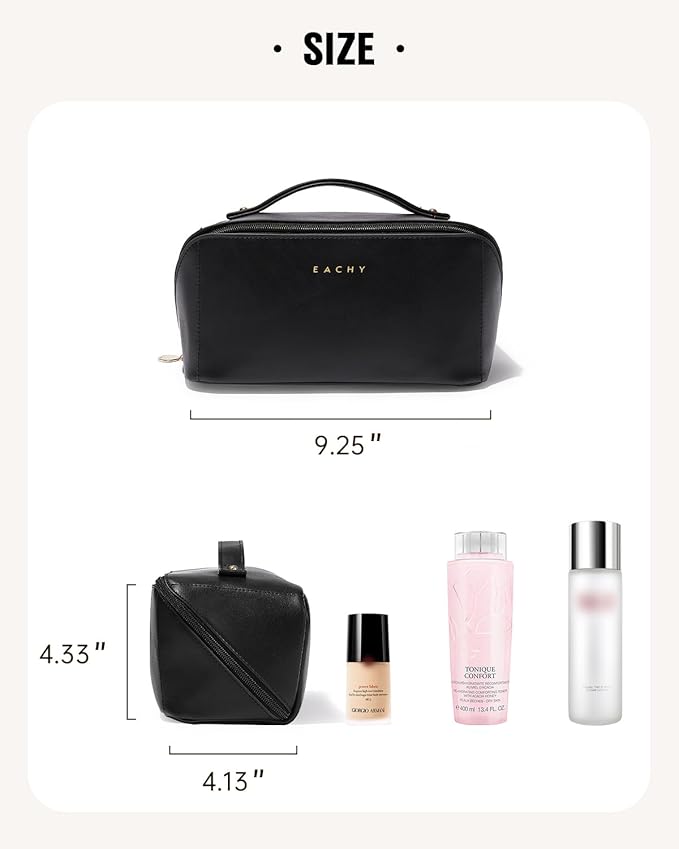 EACHY Travel Makeup Bag,Large Capacity Cosmetic Bags for Women,Waterproof Portable Pouch Open Flat Toiletry Bag Pattern Makeup Bag