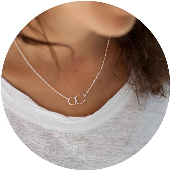 Dainty Gold Heart Necklace for Women - 14K Gold/Silver Plated Cute Heart Handmade Disc Circle Bee Choker Adjustable Necklace for Women Trendy Jewelry