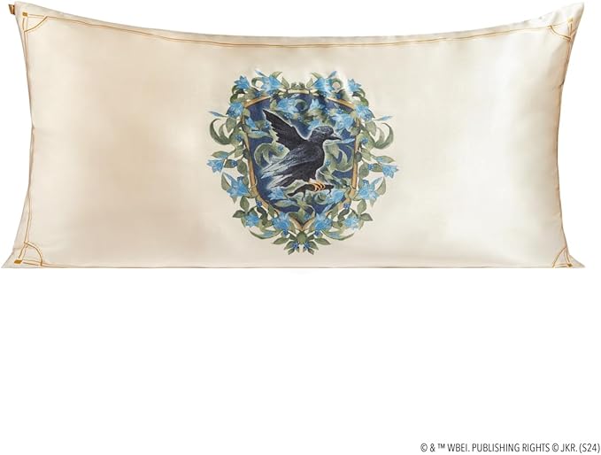 Kitsch x Harry Potter Ravenclaw Satin Pillowcase with Zipper for Hair & Skin – Double-Sided, Softer Than Silk, Wrinkle-Free, Machine Washable, Frizz Control, Breakout Prevention - King Size (19x36)
