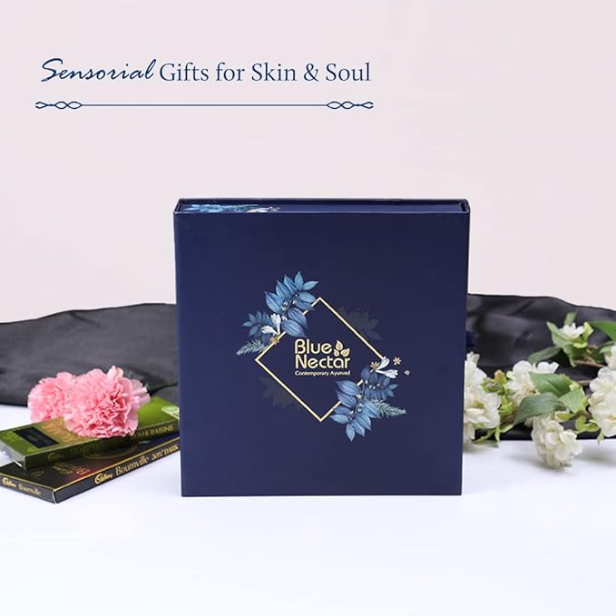 Premium Ayurvedic Beauty Gift Set for Women & Men | Blue Nectar Vanilla Lotion, Body Wash & Scrub & Body Mist with Herbal Ingredients | Ideal Gift for Mom,Dad, Girlfriend & Coworkers