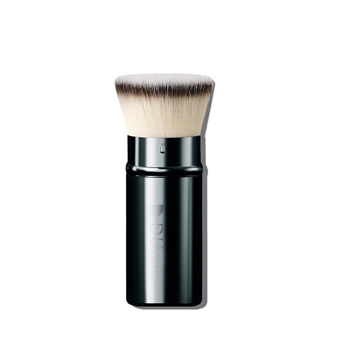 DUcare Retractable Foundation Self Tanner Brush Flat Top Kabuki Brush for Liquid, Cream and Powder Face Makeup With Aluminum Handle