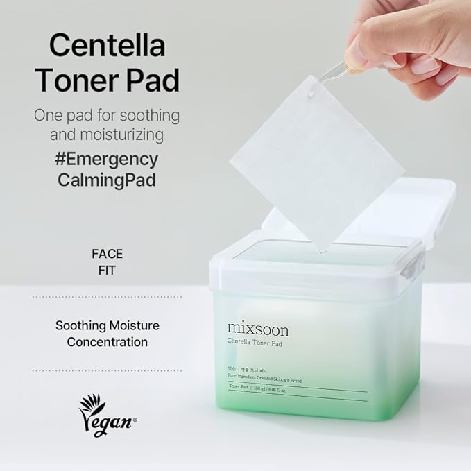 mixsoon Centella Asiatica Toner Pad,Soothing, Hydration, Centella Extract, Gauze Pad, (180ml/ 6.08fl.oz/ 120 Sheets)